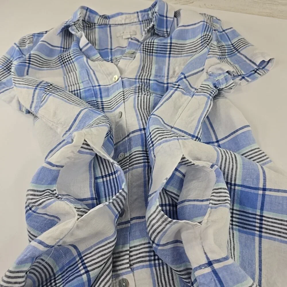 J. Jill Love Linen Plaid Full Button Up Shift‎ Dress WOMEN'S SIZE MEDIUM PETITE. - Picture 9 of 16